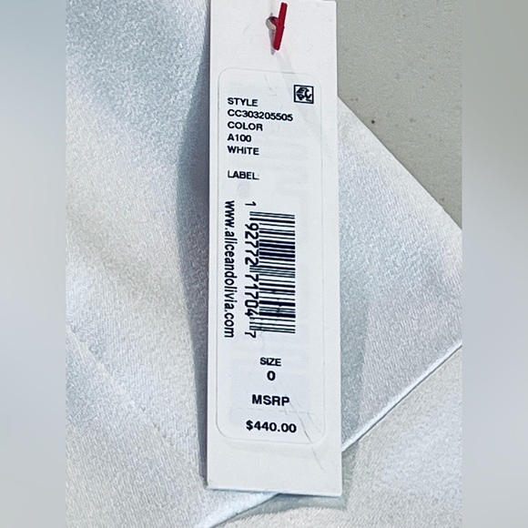 Alice + Olivia SUTTON CRYSTAL STRAP MINI DRESS, Solid White, Size 0 - Picture 9 of 16